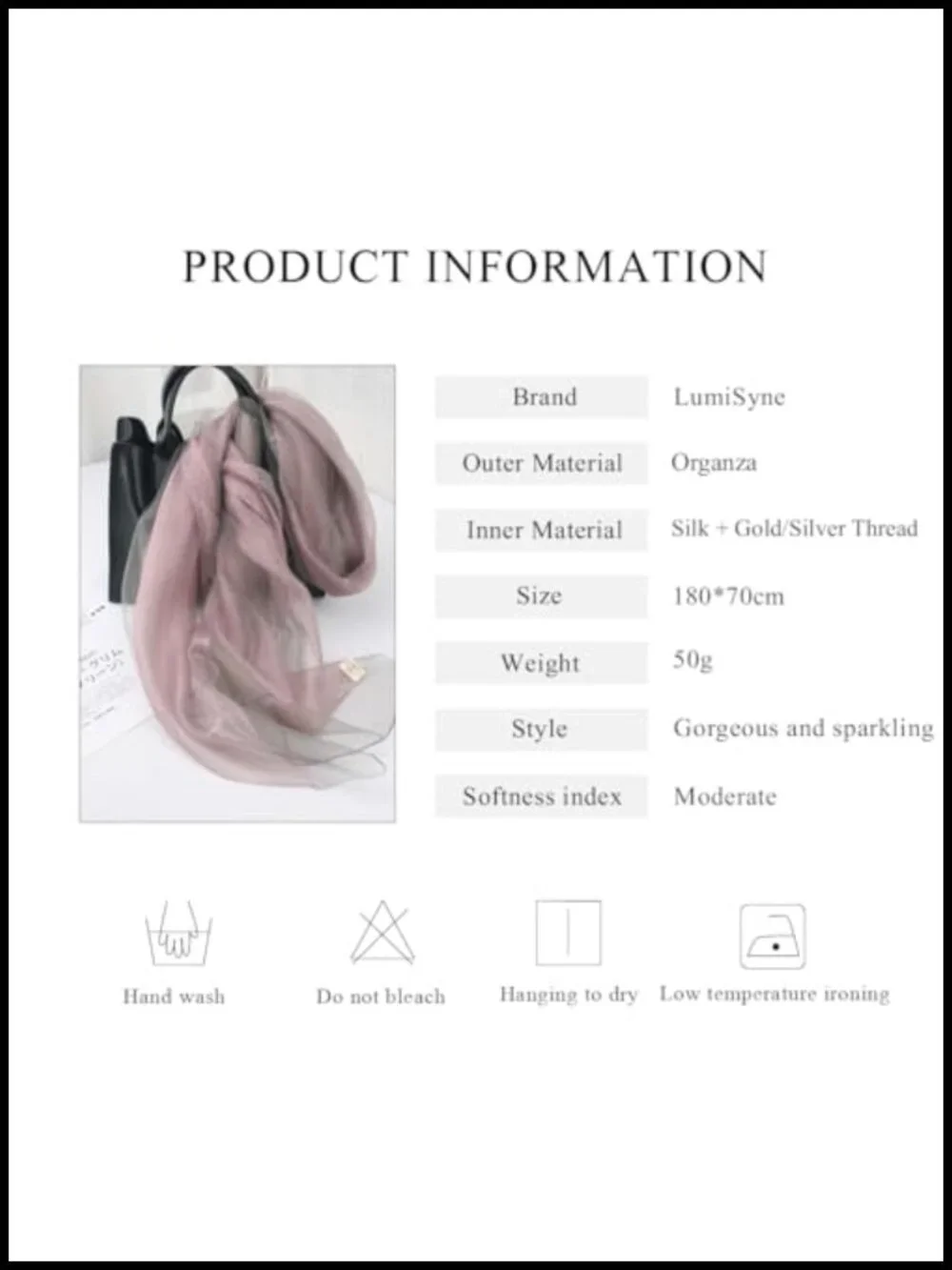 LumiSyne Organza Silk Scarf Shawl Wrap Bridal Party Evening Dress Accessory